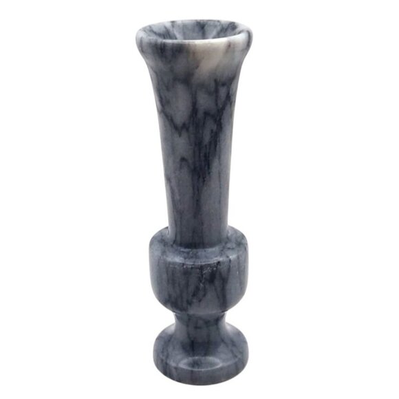 Vintage Other - Vintage Carved Polished Miniature Marble Bud Vase Grey w/ Black Veins